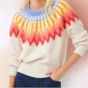 French Connection Wool/Alpaca Bright Fair Aisle Sweater - Size XL